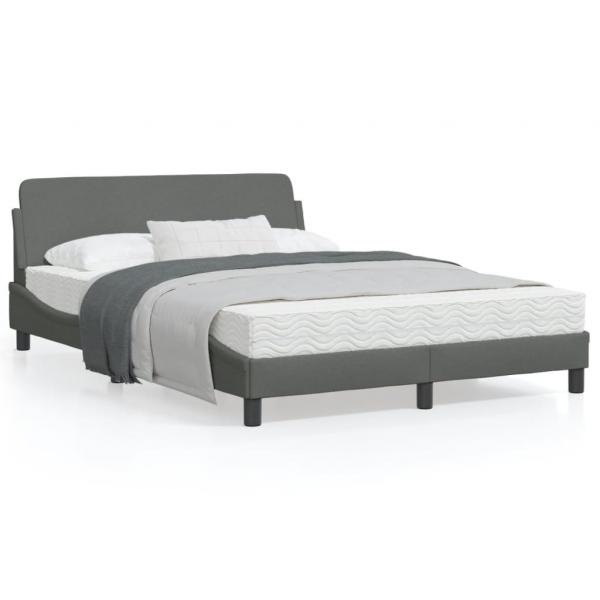 ARDEBO.de - Bettgestell mit Kopfteil Dunkelgrau 140x200 cm Stoff