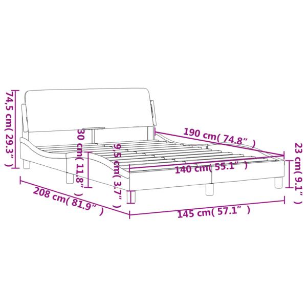 Bettgestell mit Kopfteil Hellgrau 140x190 cm Stoff