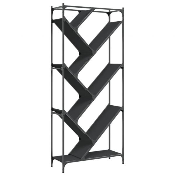 Bücherregal Schwarz 79x30x180 cm Holzwerkstoff und Metall