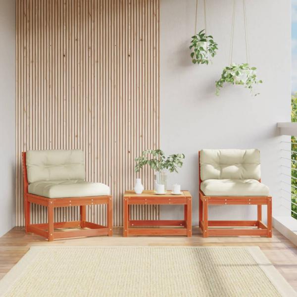 ARDEBO.de - Gartensofas mit Kissen 2 Stk. Wachsbraun Massivholz Kiefer
