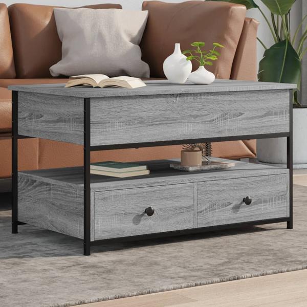 ARDEBO.de - Couchtisch Grau Sonoma 85x50x50 cm Holzwerkstoff und Metall
