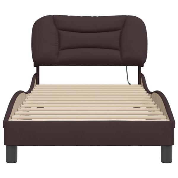 Bettgestell mit LED Dunkelbraun 90x190 cm Stoff
