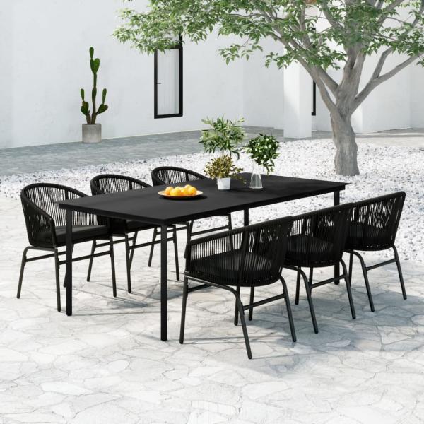 ARDEBO.de - 7-tlg. Garten-Essgruppe Schwarz