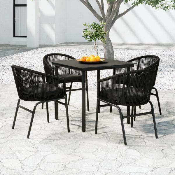 ARDEBO.de - 5-tlg. Garten-Essgruppe Schwarz