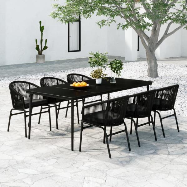 ARDEBO.de - 7-tlg. Garten-Essgruppe Schwarz