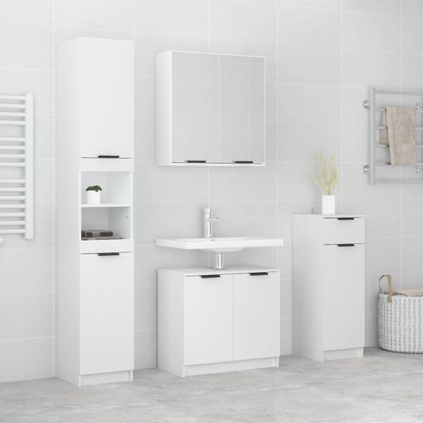 ARDEBO.de - 4-tlg. Badmöbel-Set Weiß Holzwerkstoff