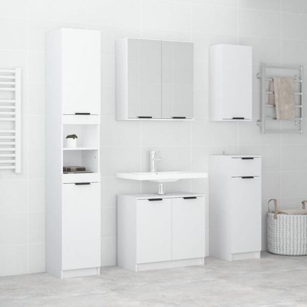 ARDEBO.de - 5-tlg. Badmöbel-Set Weiß Holzwerkstoff