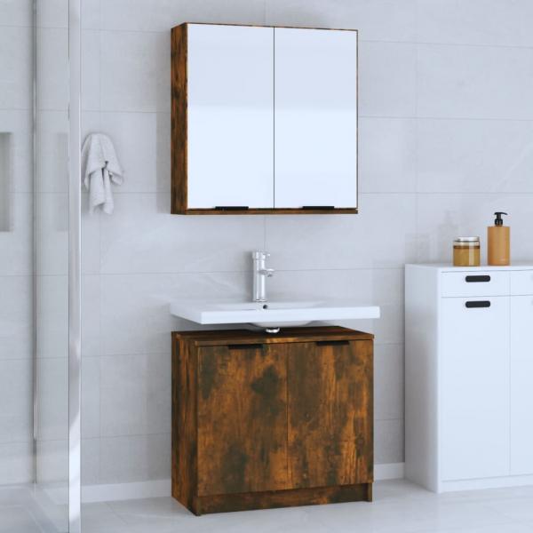 ARDEBO.de - 2-tlg. Badmöbel-Set Räuchereiche Holzwerkstoff
