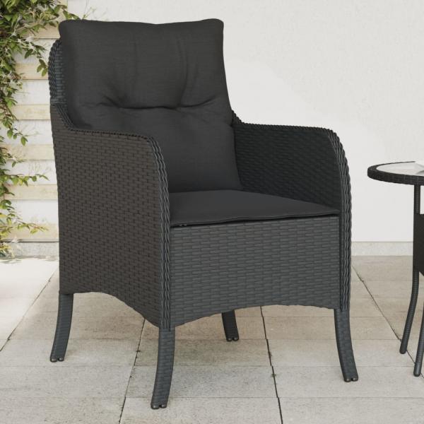 ARDEBO.de - Gartenstühle mit Kissen 2 Stk. Schwarz Poly Rattan