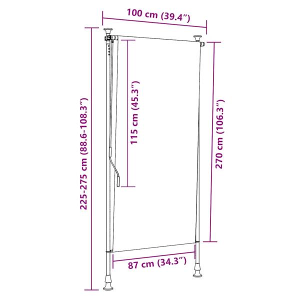 Außenrollo 100 x 270 cm Creme