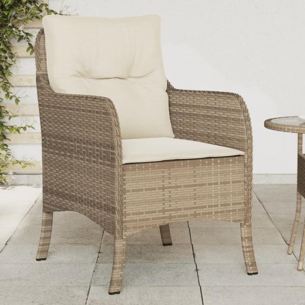 ARDEBO.de - Gartenstühle mit Kissen 2 Stk. Beige Poly Rattan