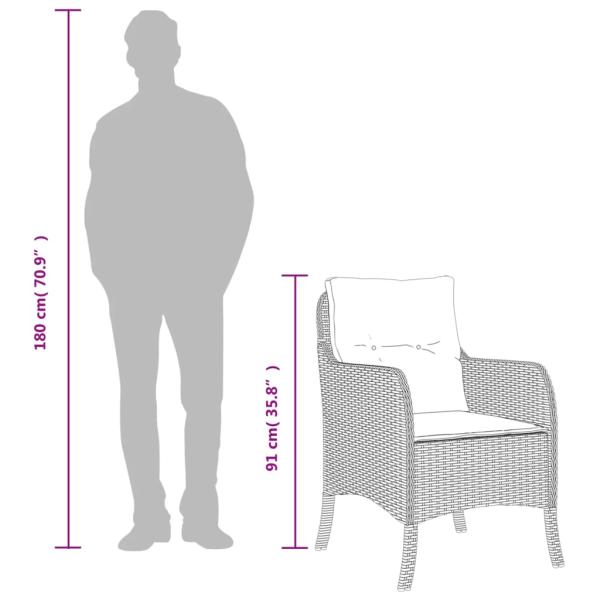 3-tlg. Garten-Essgruppe mit Kissen Beige Poly Rattan