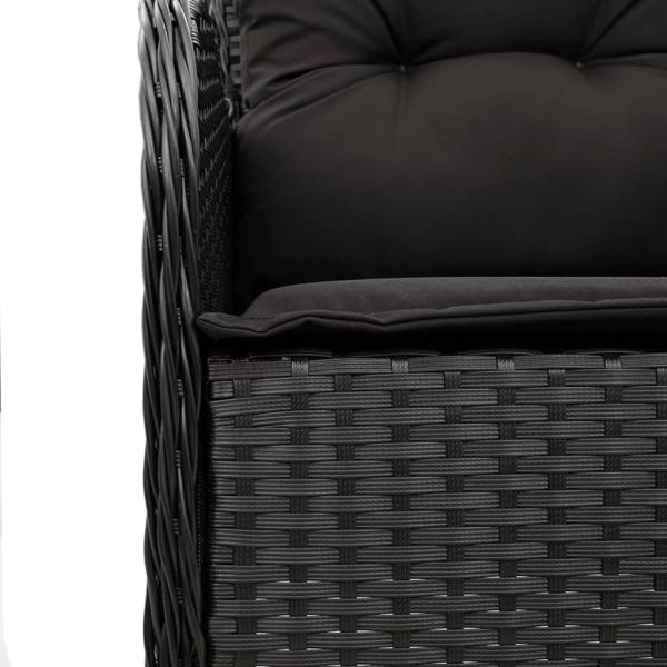 ARDEBO.de - 7-tlg. Garten-Essgruppe mit Kissen Schwarz Poly Rattan