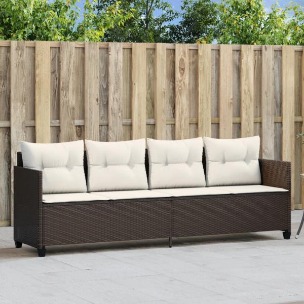 ARDEBO.de - Sonnenliege mit Kissen Braun Poly Rattan