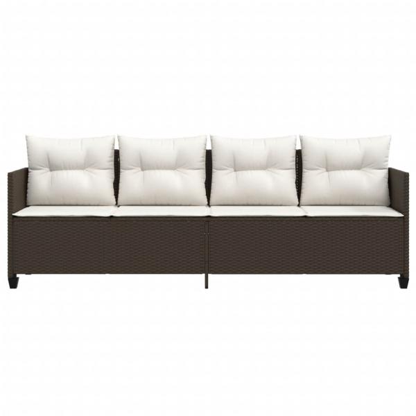 Sonnenliege mit Kissen Braun Poly Rattan