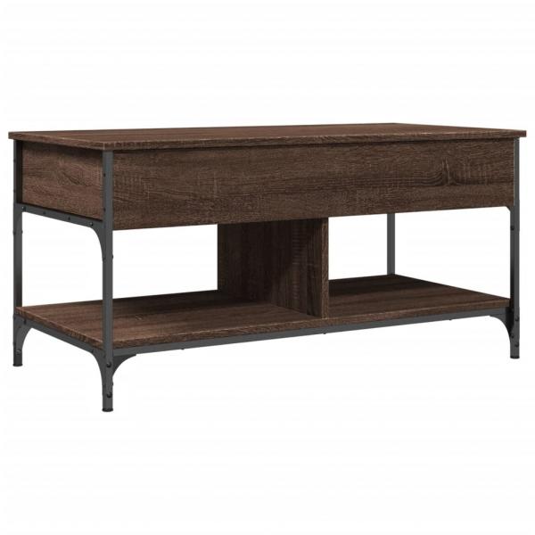 Couchtisch Braun Eichen-Optik 100x50x50 cm Holzwerkstoff Metall