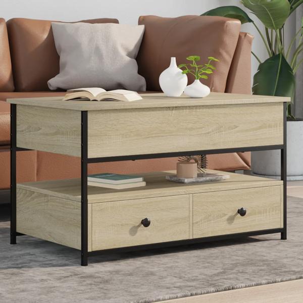 ARDEBO.de - Couchtisch Sonoma-Eiche 85x50x50 cm Holzwerkstoff und Metall
