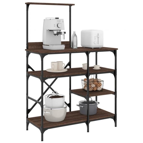 ARDEBO.de - Bäckerregal Braun Eichen-Optik 90x40x132cm Holzwerkstoff Metall