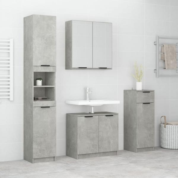 ARDEBO.de - 4-tlg. Badmöbel-Set Betongrau Holzwerkstoff
