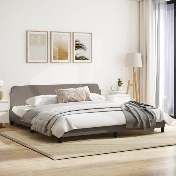 Bettgestell mit Kopfteil Taupe 200x200 cm Stoff