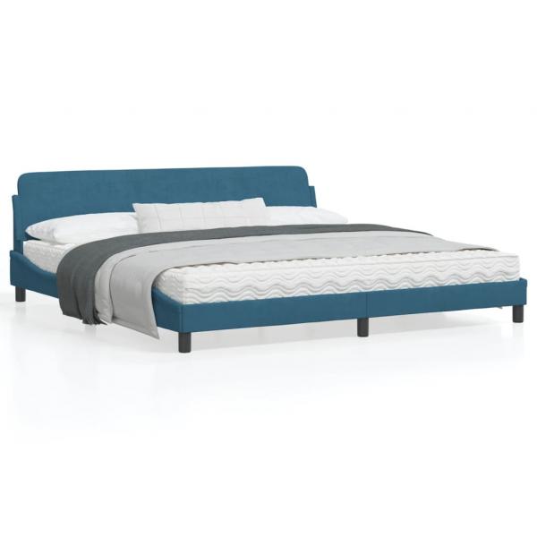ARDEBO.de - Bettgestell mit Kopfteil Blau 200x200 cm Samt