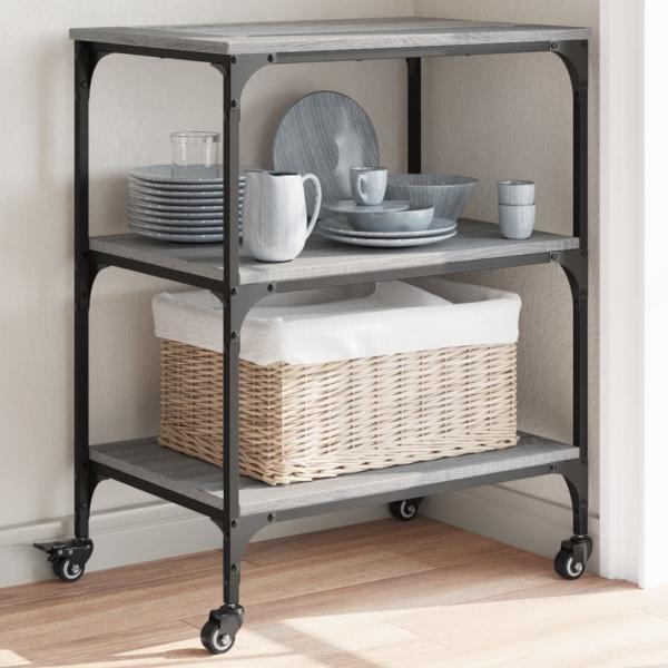 ARDEBO.de - Küchenwagen Grau Sonoma 60x41x76 cm Holzwerkstoff