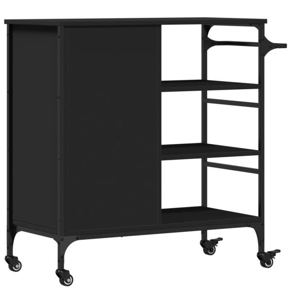 Küchenwagen Schwarz 87,5x38,5x84,5 cm Holzwerkstoff