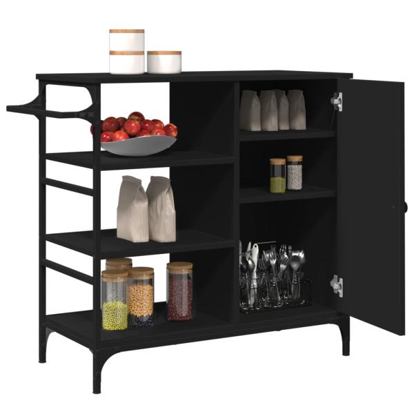 Küchenwagen Schwarz 87,5x38,5x84,5 cm Holzwerkstoff
