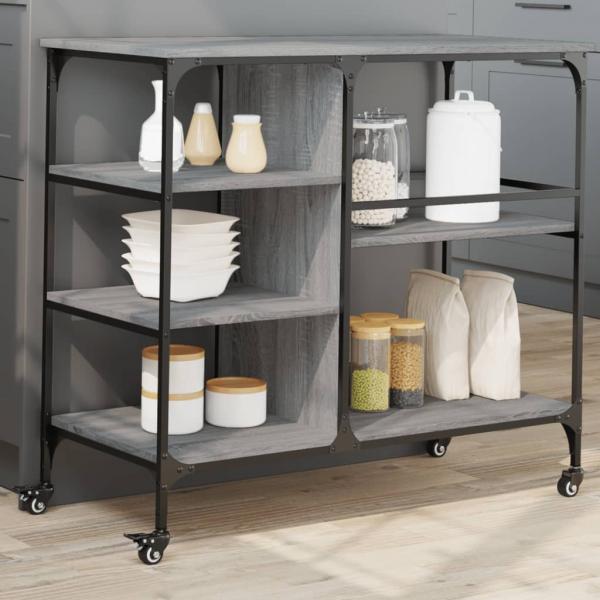 ARDEBO.de - Küchenwagen Grau Sonoma 100x45x89,5 cm Holzwerkstoff