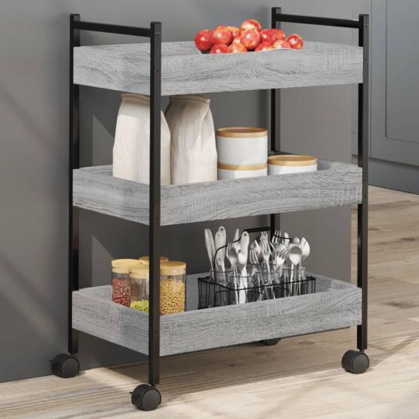 ARDEBO.de - Küchenwagen Grau Sonoma 50x30x70 cm Holzwerkstoff