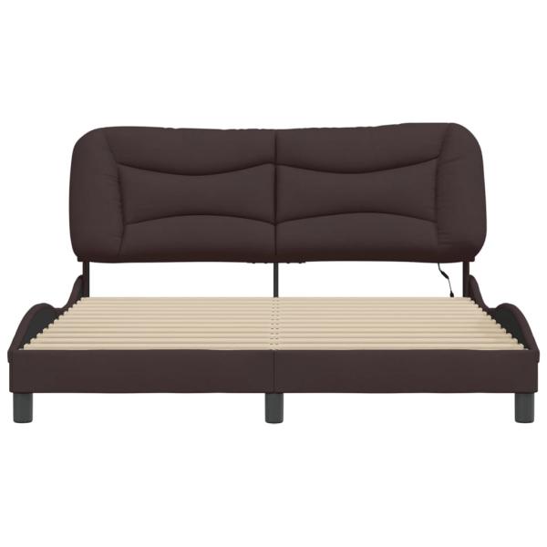 Bettgestell mit LED Dunkelbraun 160x200 cm Stoff