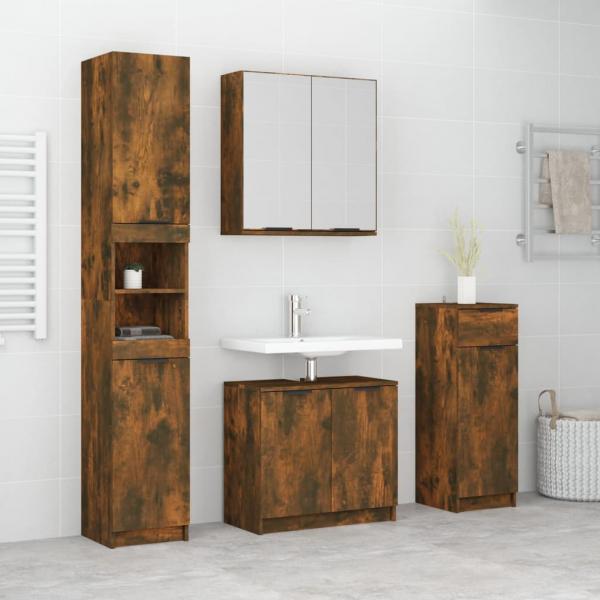 ARDEBO.de - 4-tlg. Badmöbel-Set Räuchereiche Holzwerkstoff