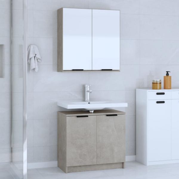 ARDEBO.de - 2-tlg. Badmöbel-Set Betongrau Holzwerkstoff