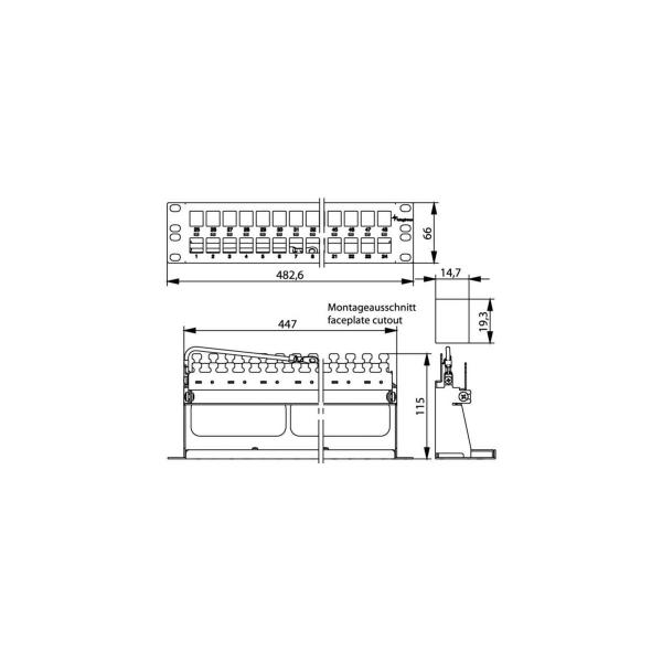 Telegärtner 19" Modulträger 1.5HE für 48AMJ/UMJ Module/Kupplung mit KAF (100021494)