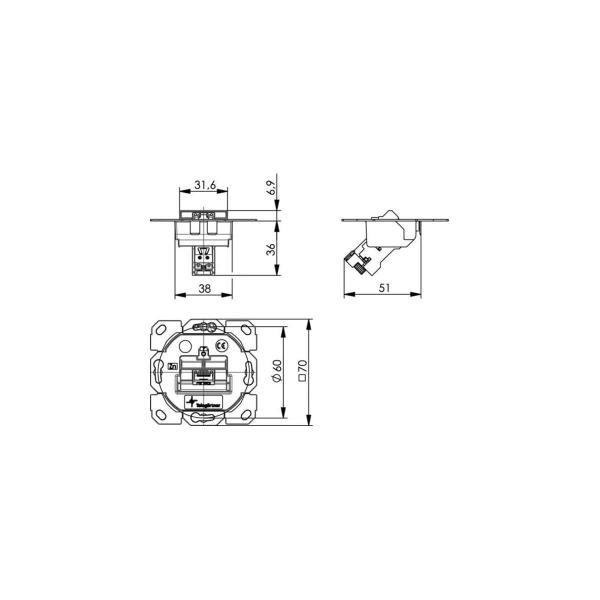 Telegärtner Modulaufnahme AMJ-S, 1fach, UP/0 flex mit 1AMJ-S, Cat.6a, 5 Stück (100022968)