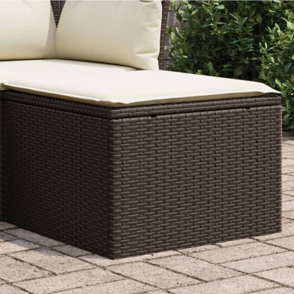 ARDEBO.de - Gartenhocker mit Kissen Braun 55x55x37 cm Poly Rattan