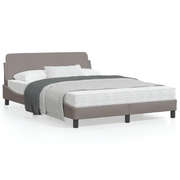 ARDEBO.de - Bettgestell mit Kopfteil Taupe 140x190 cm Stoff