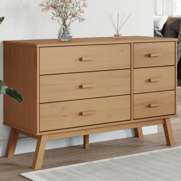 ARDEBO.de - Schubladenschrank OLDEN Braun Massivholz Kiefer