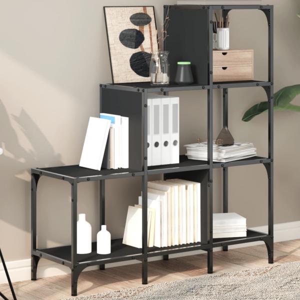 ARDEBO.de - Bücherregal Schwarz 92x30x102 cm Holzwerkstoff und Metall