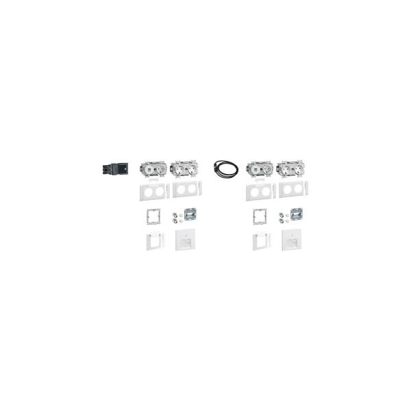 ARDEBO.de Hager GAPSET2 2xArbeitsplätze, je 3 Steckdosen+USB-Charger, 15W, 2xRJ45, Cat.6A, Frontrastend, verkehrsweiß