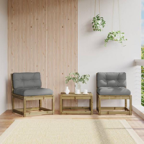 ARDEBO.de - Gartensofas mit Kissen 2 Stk. Kiefernholz Imprägniert