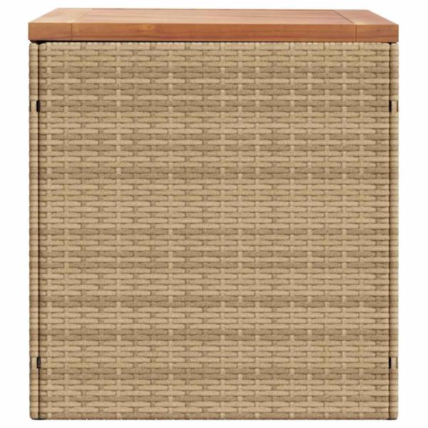 Gartentruhe Beige 110x50x54 cm Poly Rattan Akazienholz