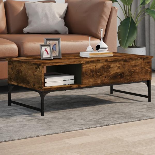 ARDEBO.de - Couchtisch Räuchereiche 100x50x35 cm Holzwerkstoff und Metall