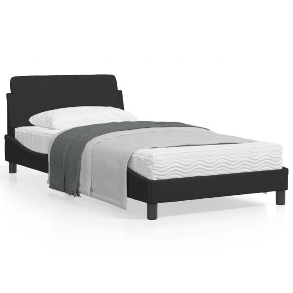 ARDEBO.de - Bettgestell mit Kopfteil Schwarz 100x200 cm Samt