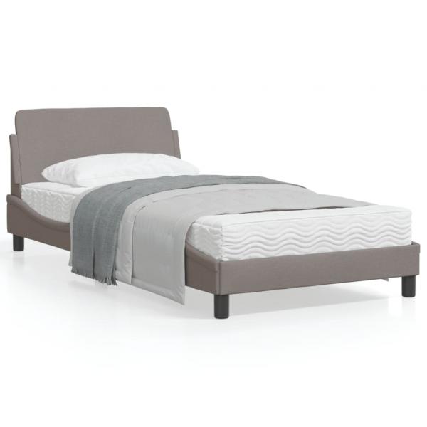 ARDEBO.de - Bettgestell mit Kopfteil Taupe 100x200 cm Stoff
