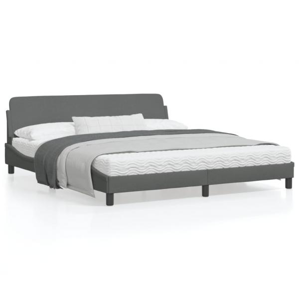 ARDEBO.de - Bettgestell mit Kopfteil Dunkelgrau 180x200 cm Stoff