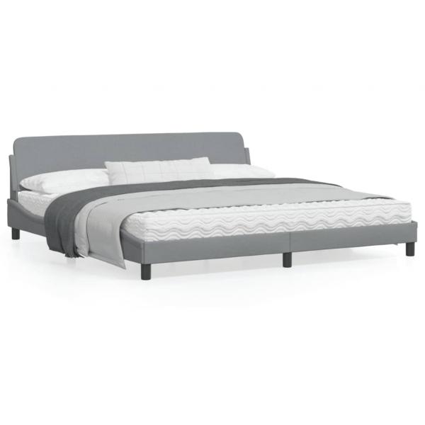 ARDEBO.de - Bettgestell mit Kopfteil Hellgrau 200x200 cm Stoff