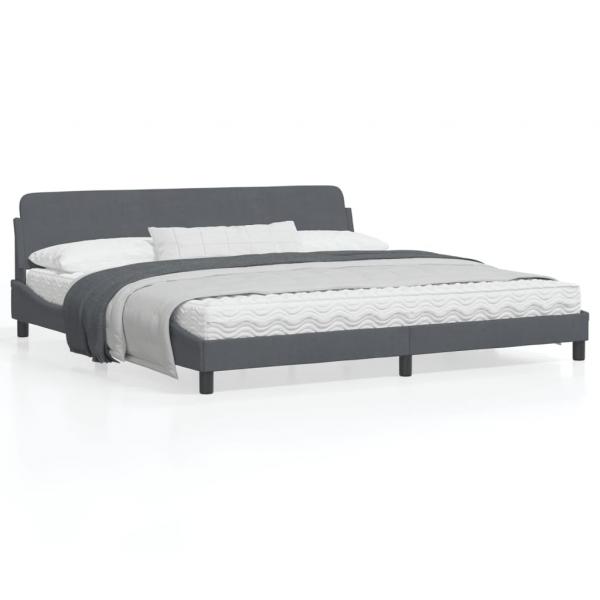 ARDEBO.de - Bettgestell mit Kopfteil Dunkelgrau 200x200 cm Samt
