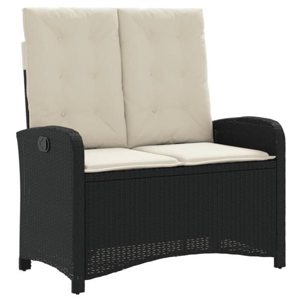 4-tlg. Garten-Essgruppe mit Kissen Schwarz Poly Rattan