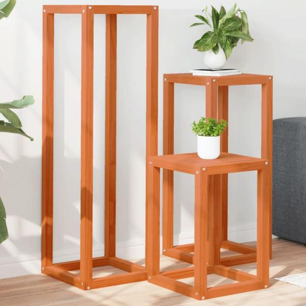 ARDEBO.de - Pflanzenständer 3 Stk. Wachsbraun Massivholz Kiefer